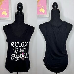 Relax it’s just Lipstick Women’s Black Tank Top (M)